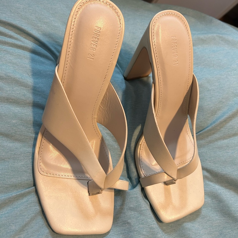 Forever 21 Beige Women's Heeled Mules